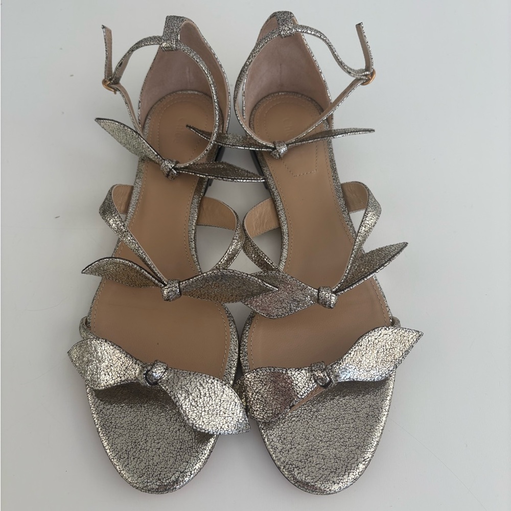 Auth CHLOE Mike Metallic Gold Leather Bow Flats